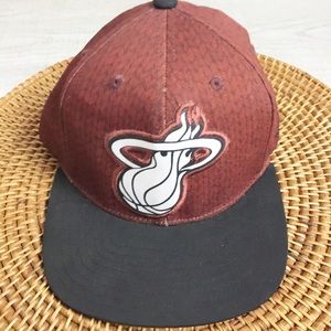 Adidas NBA Miami Heat Hat Cap Black Red Snap Back